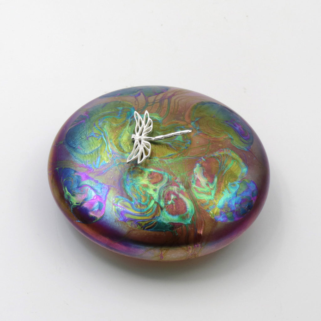 Dragonfly on a Lily Trail Disc Paperweight