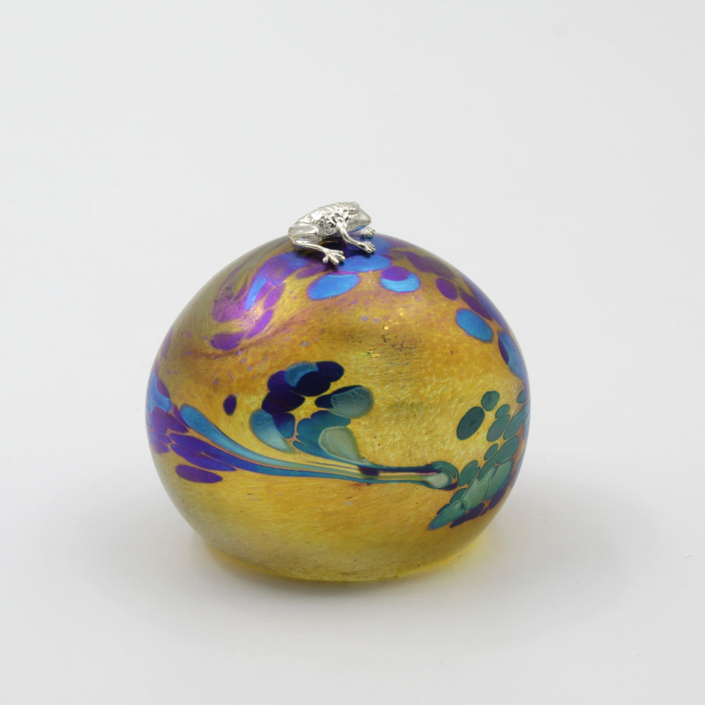 Dinosaur Egg Paperweight with Silver Frog