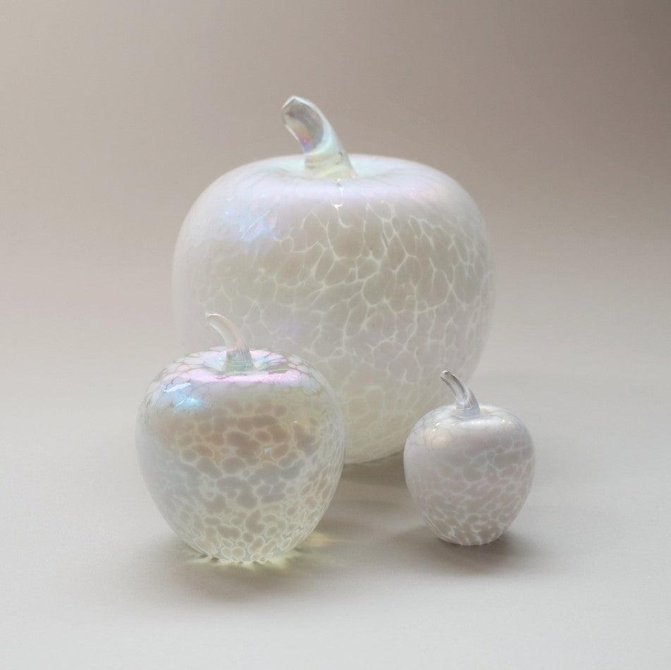 Set of handmade apples in pearl white iridescent