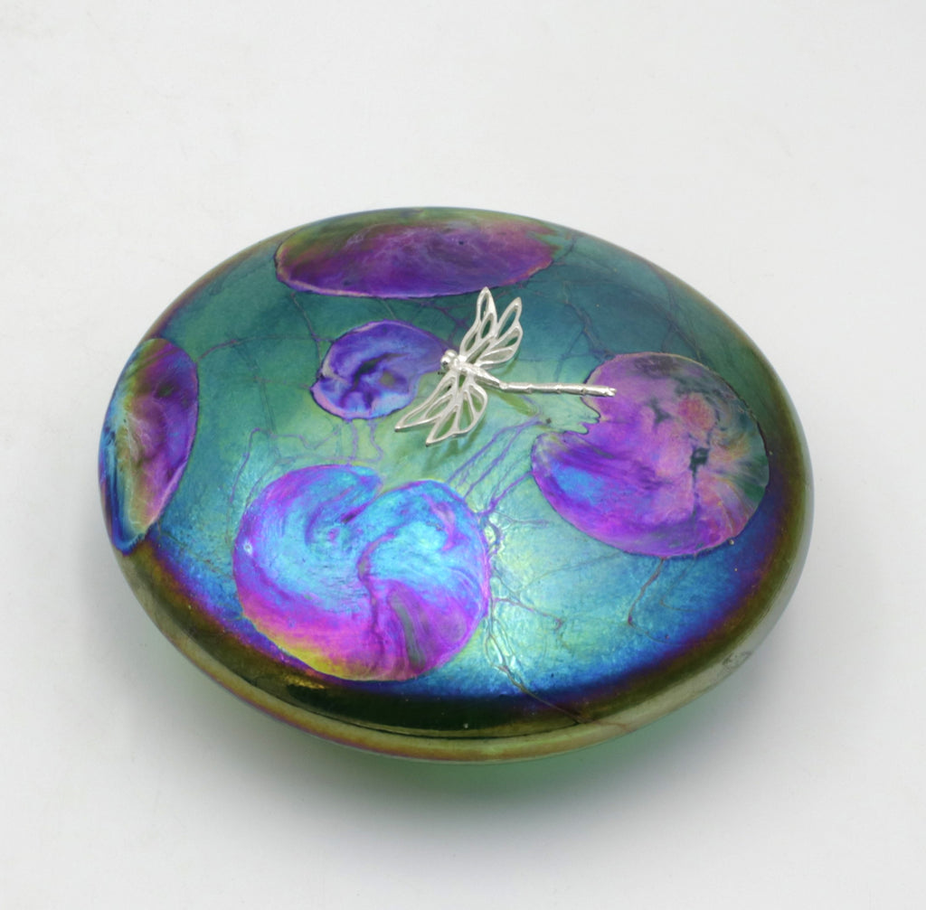 Dragonfly on a Lily Trail Disc Paperweight