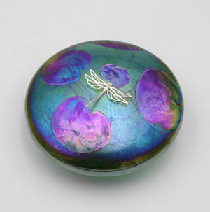 Dragonfly on a Lily Trail Disc Paperweight