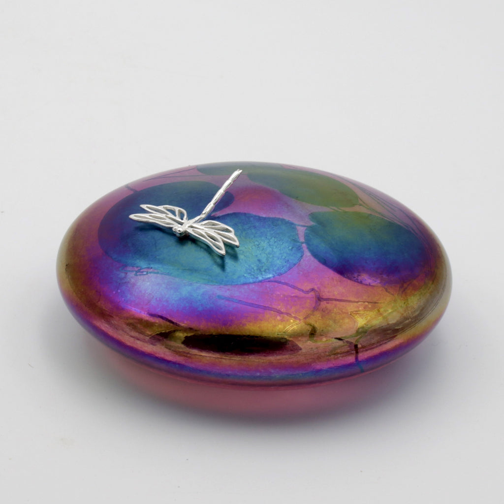 Dragonfly on a Lily Trail Disc Paperweight