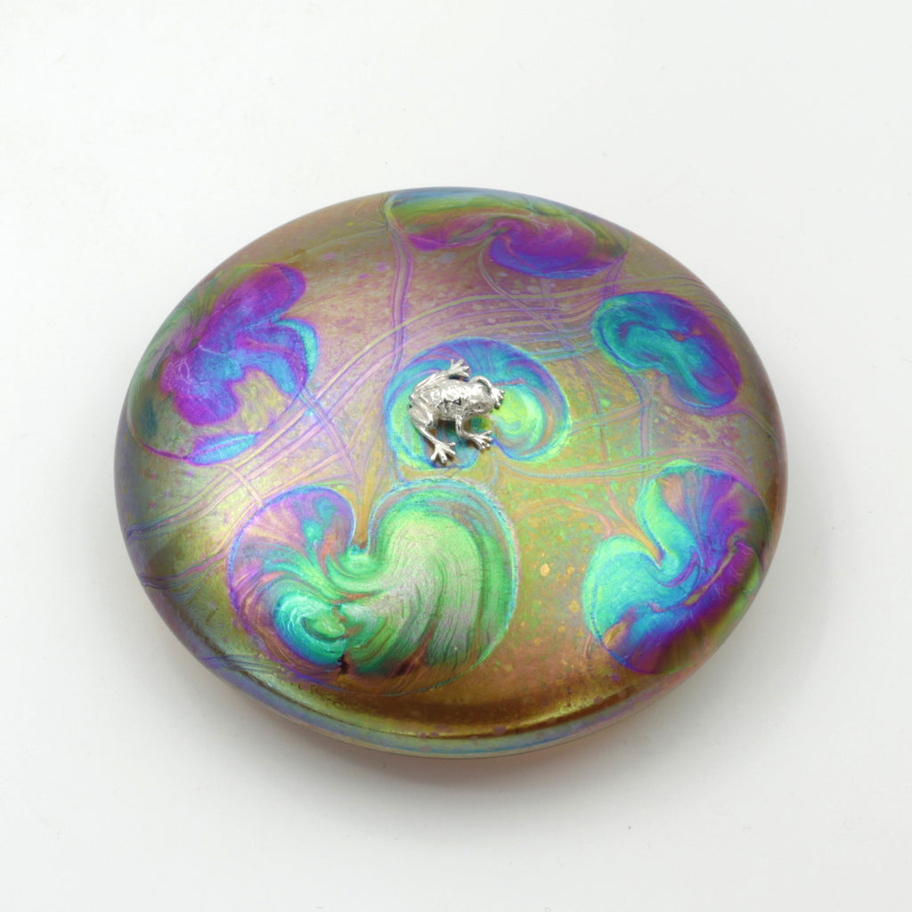 Frog on a Gold Lily Trail Paperweight