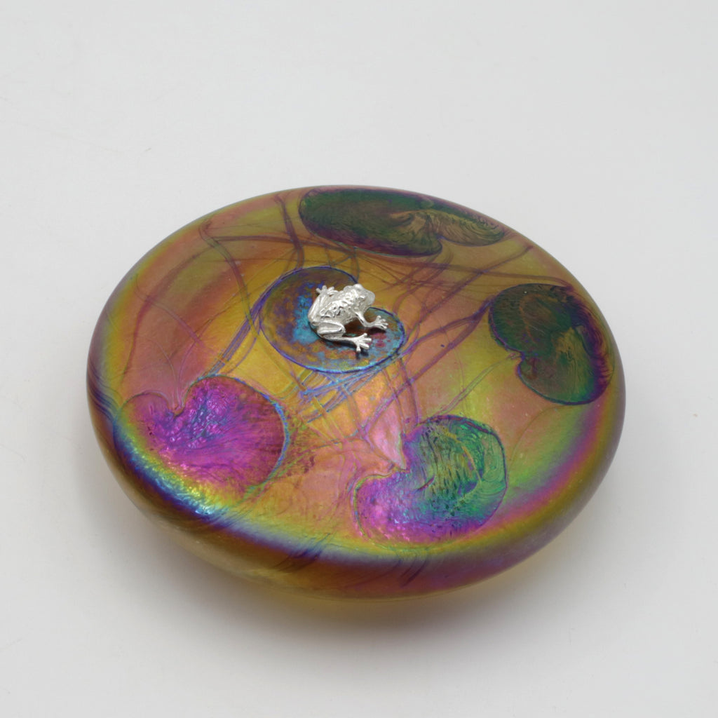 Frog on a Gold Lily Trail Paperweight