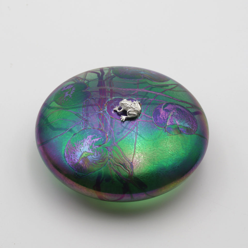Frog Sitting on a Green Lily Pad Disc Paperweight