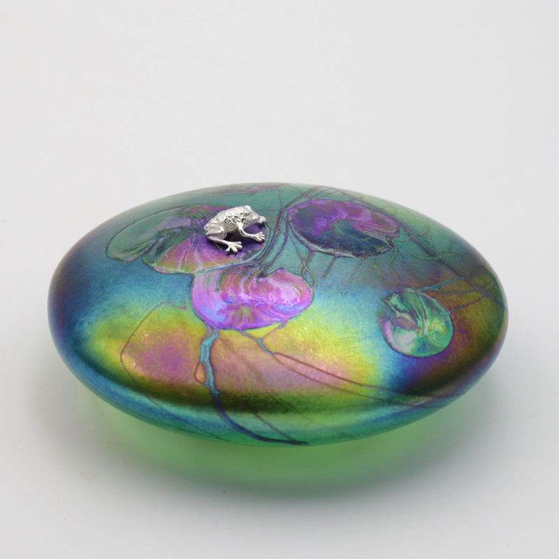 Frog Sitting on a Green Lily Pad Disc Paperweight