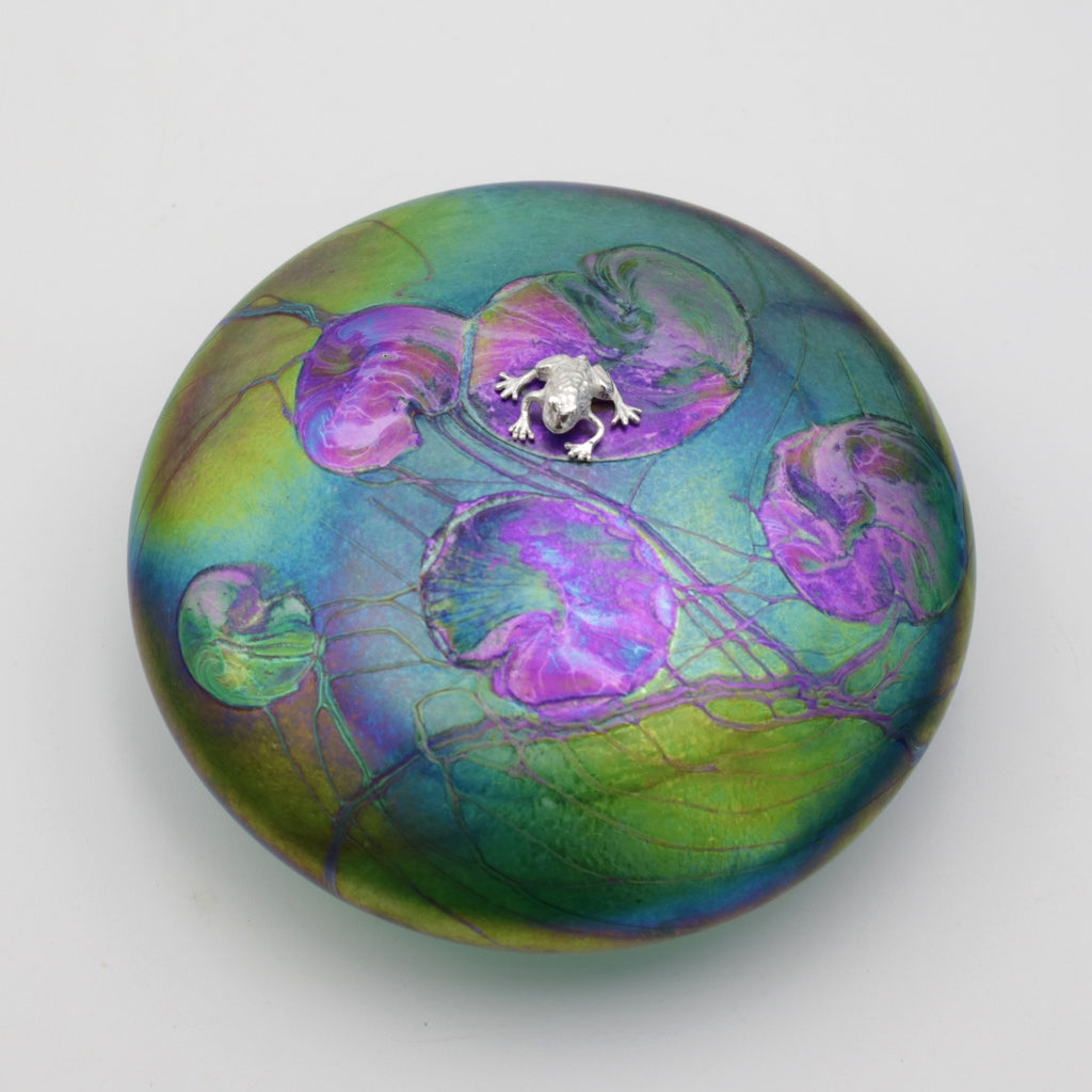 Frog Sitting on a Green Lily Pad Disc Paperweight