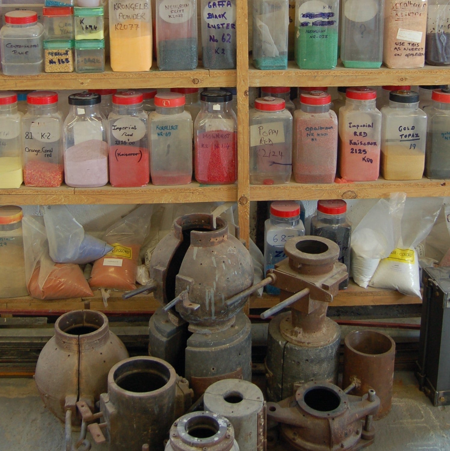 We have a selection of moulds which are used for making lampshades. We have a large variety of powders, fritts and bars.
