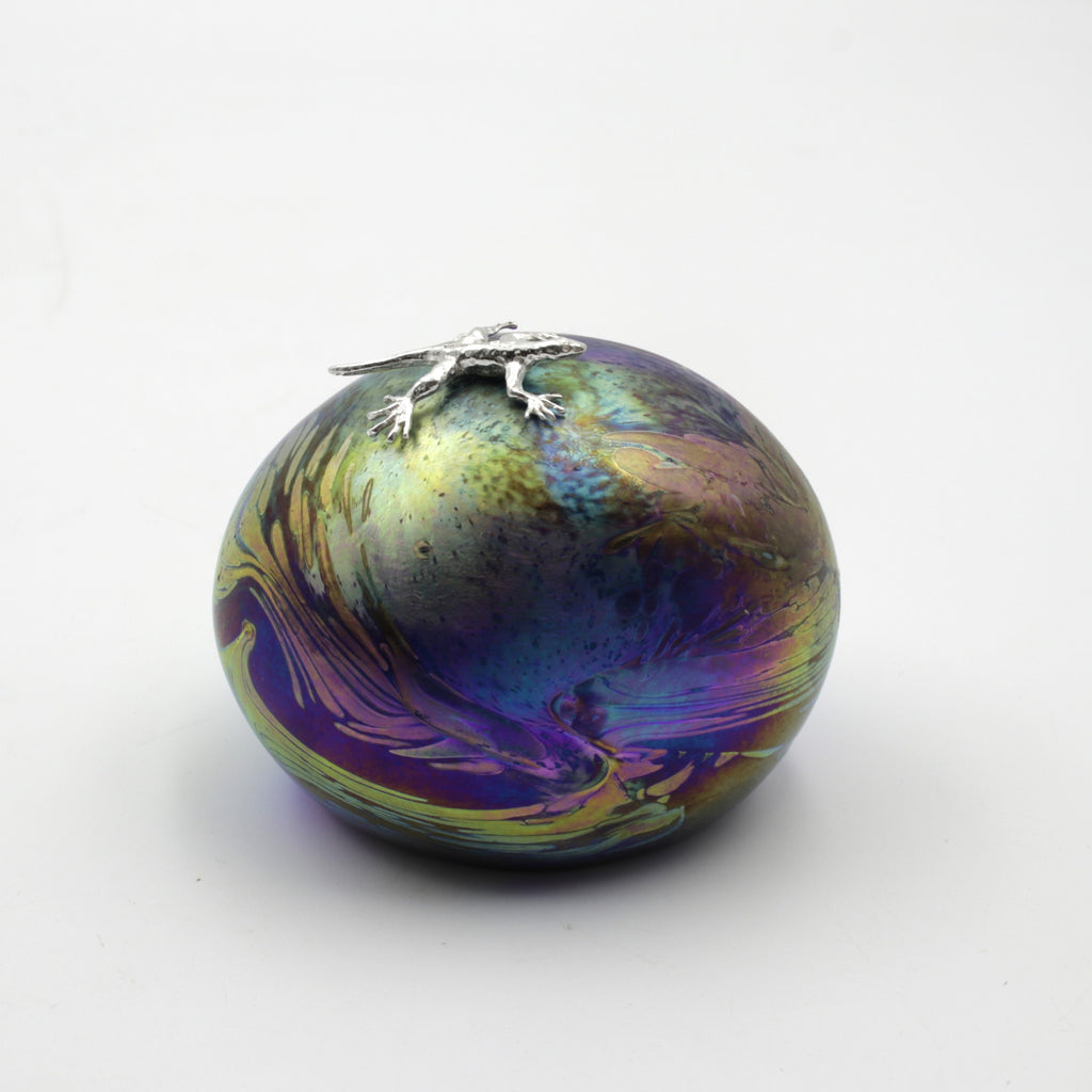 Dinosaur Egg with Sterling Silver Gecko
