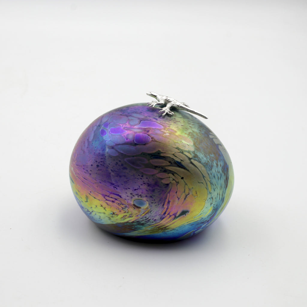 Dinosaur Egg with Sterling Silver Gecko