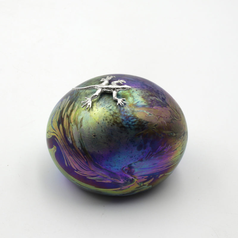 Dinosaur Egg with Sterling Silver Gecko
