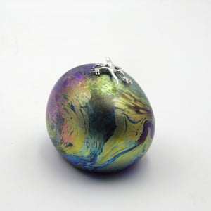 Dinosaur Egg with Sterling Silver Gecko