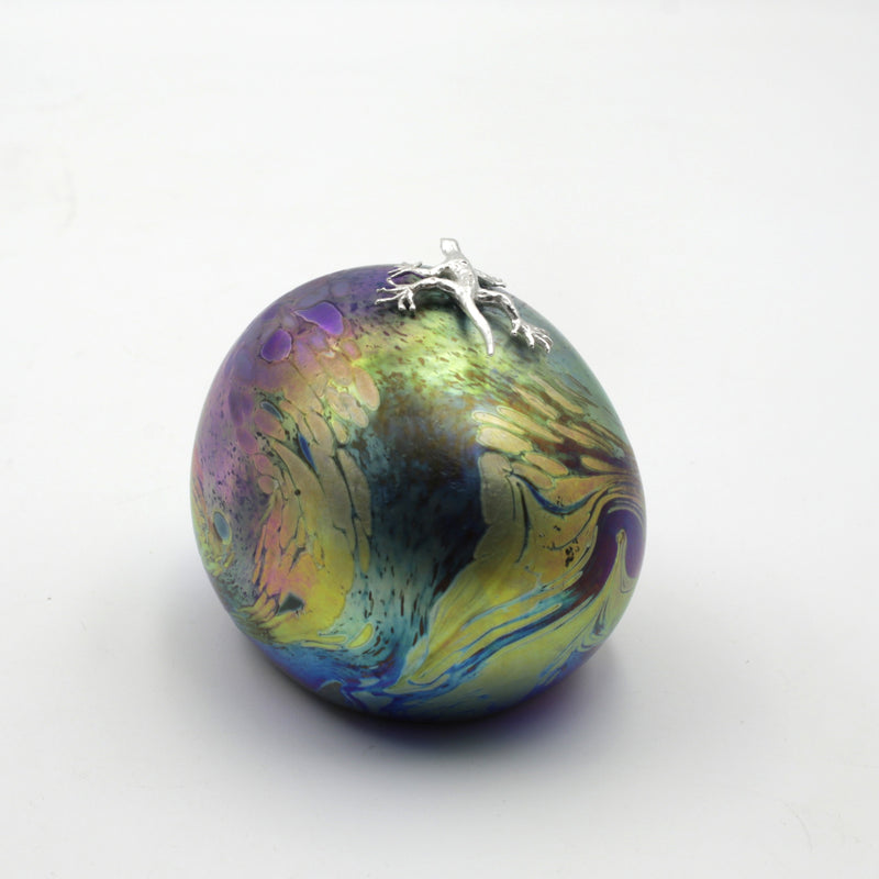 Dinosaur Egg with Sterling Silver Gecko