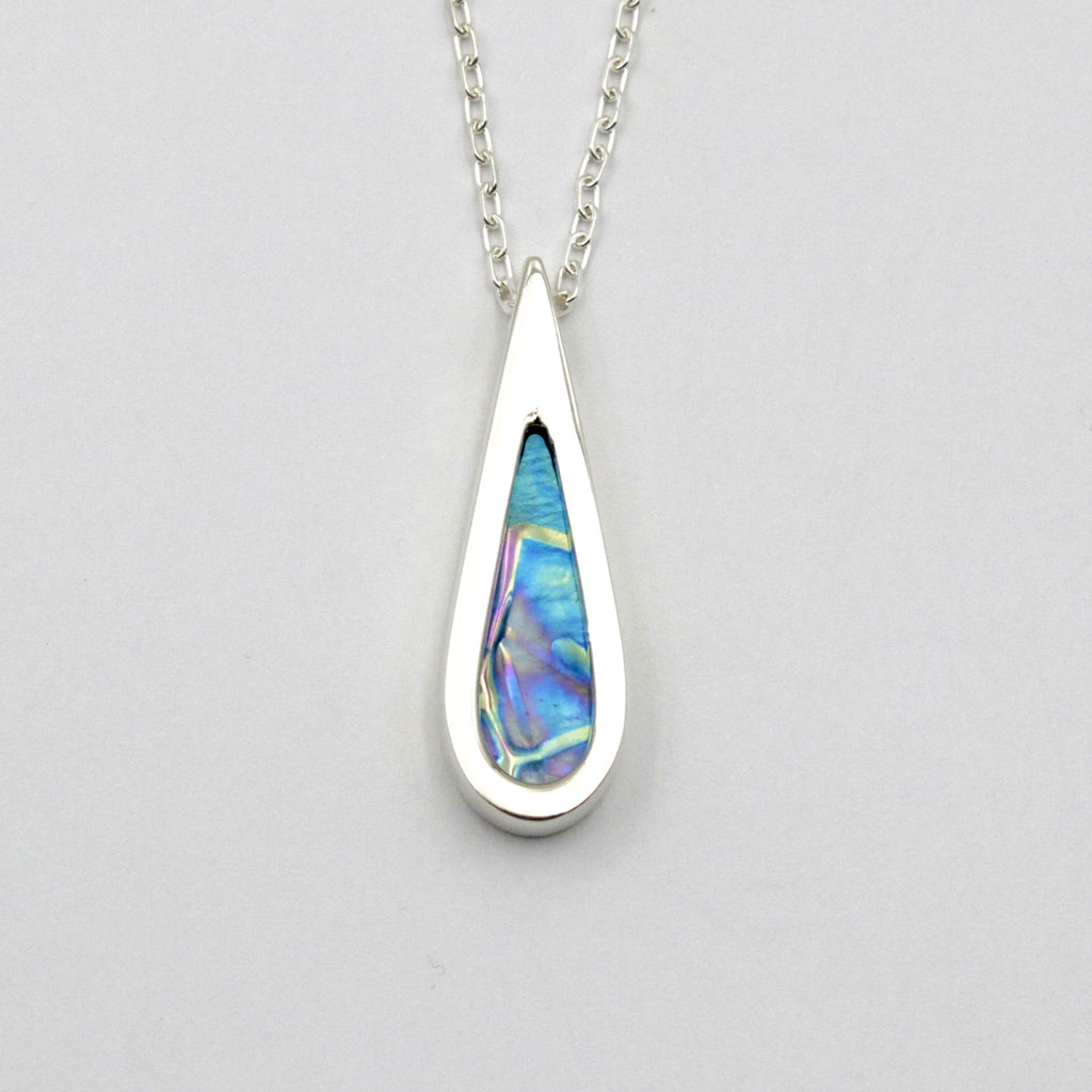 Glass and Silver Teardrop Pendant