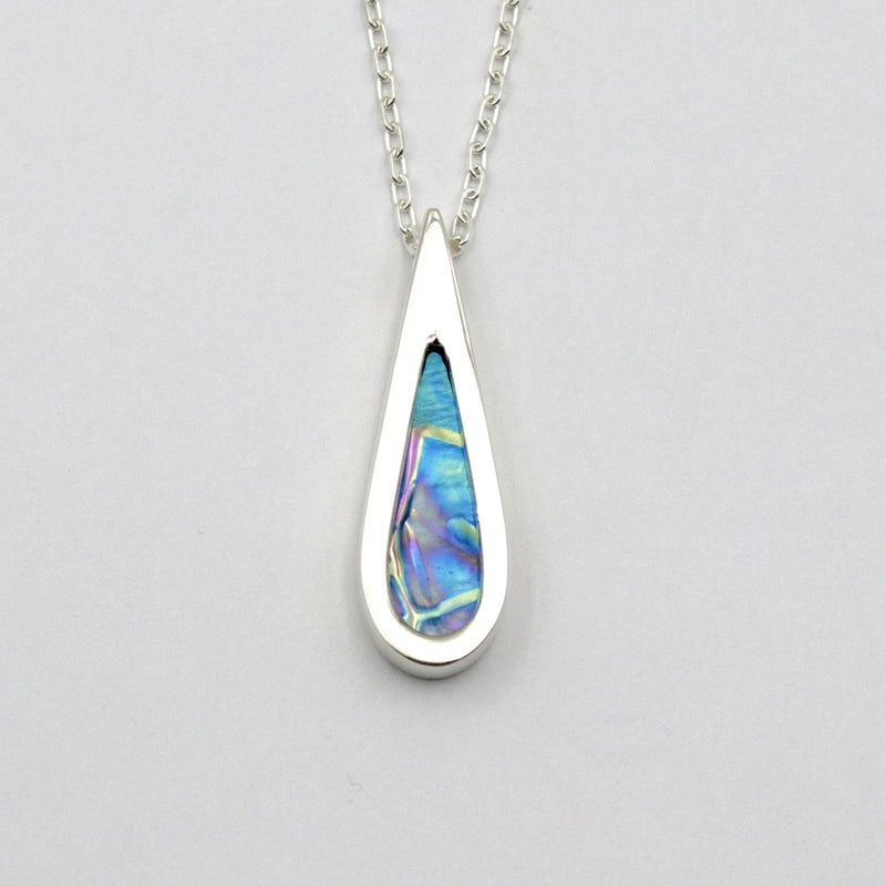 Glass and Silver Teardrop Pendant