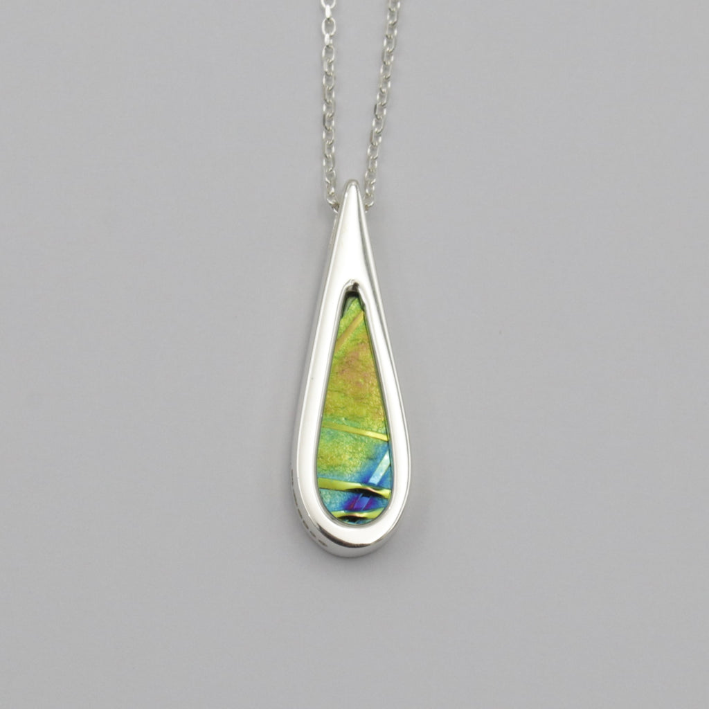 Glass and Silver Teardrop Pendant