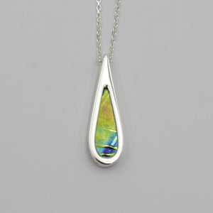 Glass and Silver Teardrop Pendant