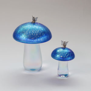 handmade glass mushroom with sterling silver fairy