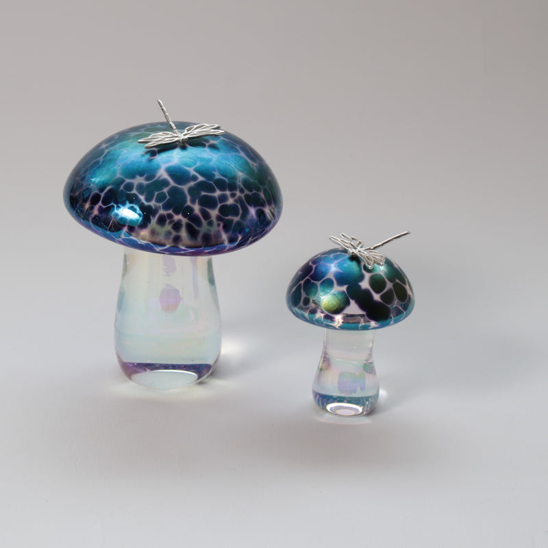 Glass mushroom with sterling silver butterfly 