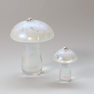 pearl handmade glass mushroom with sterling silver frog.
